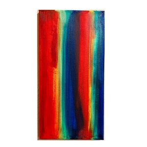 Hand painted rainbow canvas wall art